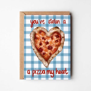 Hai rubato una pizza al mio cuore biglietto d'auguri / San Valentino / anniversario / biglietto d'amore / gioco di parole alimentare / pizza ai peperoni / biglietto funyn