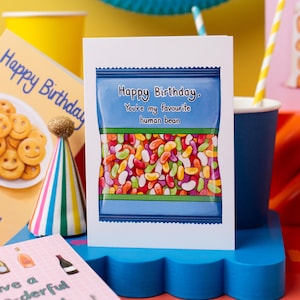 Happy Birthday, You&#39;re My Favourite Human Bean - Jelly Bean Themed Sweet Greeting Card