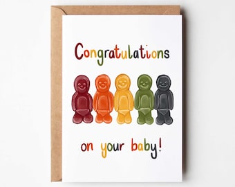 Congratulations On Your Baby - Jelly Baby Sweet Pun Funny Cute Food Themed Greeting Card