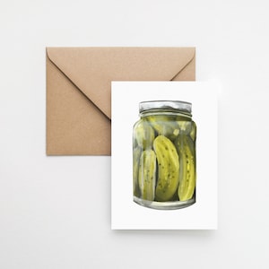 Barattolo di cetriolini - Biglietto di auguri A6 con busta kraft marrone. (Viene fornito in imballaggi biodegradabili e riciclabili)