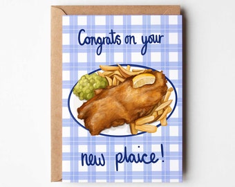 Congrats On Your New Plaice - New Home/ Housewarming Fish & Chip Themed Funny Pun Greeting Card