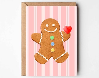 Gingerbread Heart - A Food Inspired Love Cute Pink Greeting Card