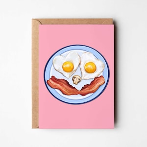 Colazione Brunch Fry Up Smiley Love Heart Eyes - Biglietto d'auguri