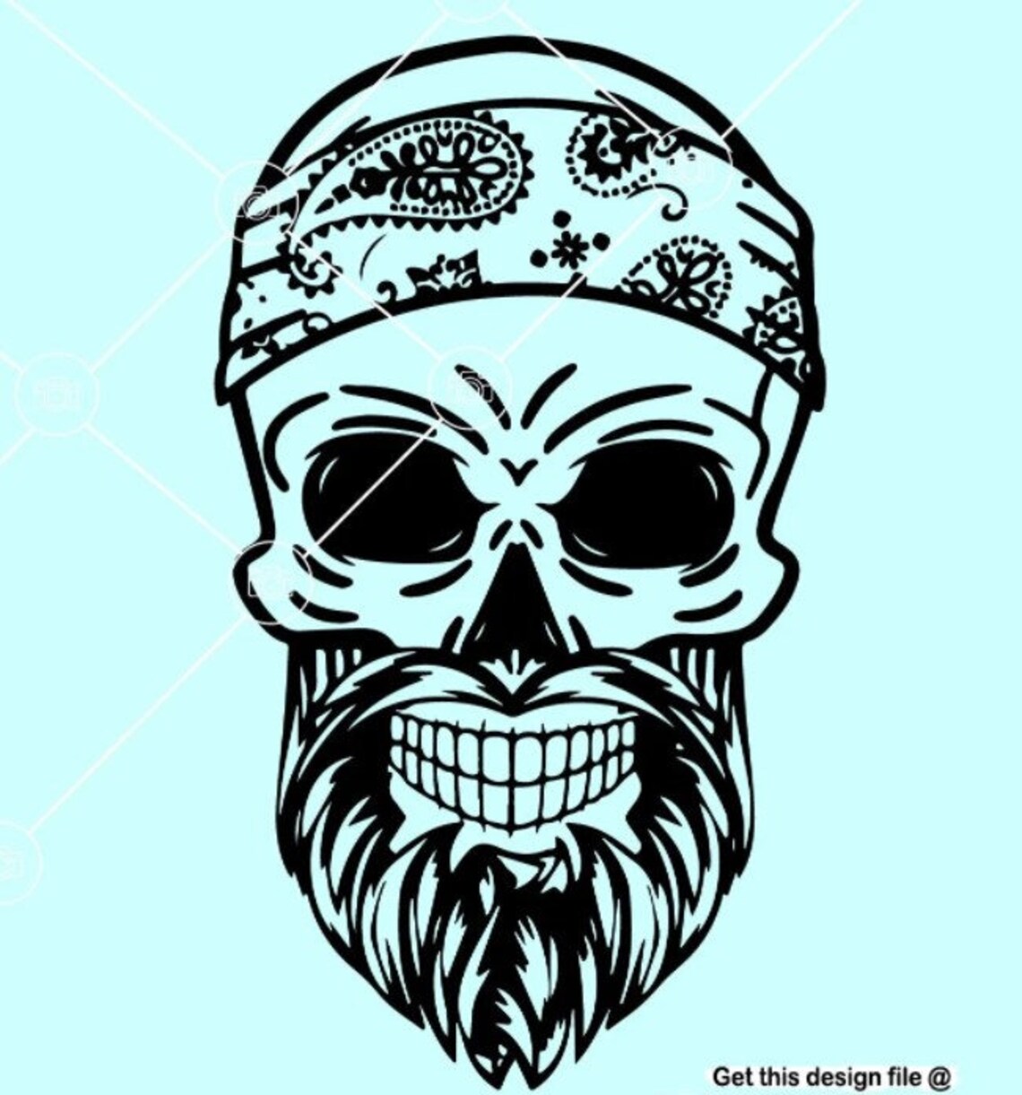 Skull with bandana and beard SVG Bandana Skull svg png eps | Etsy
