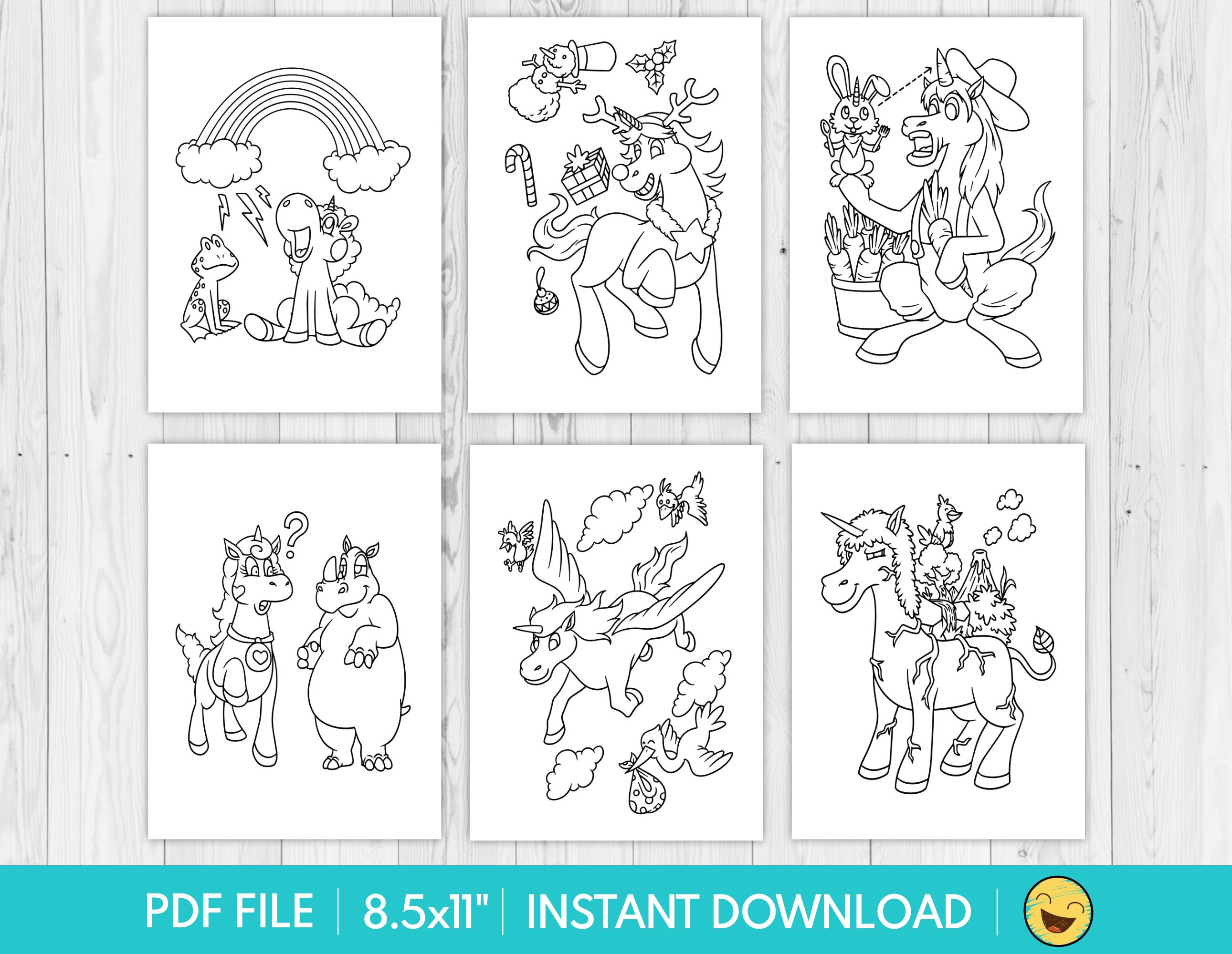 20 printable colouring unicorns for children etsy