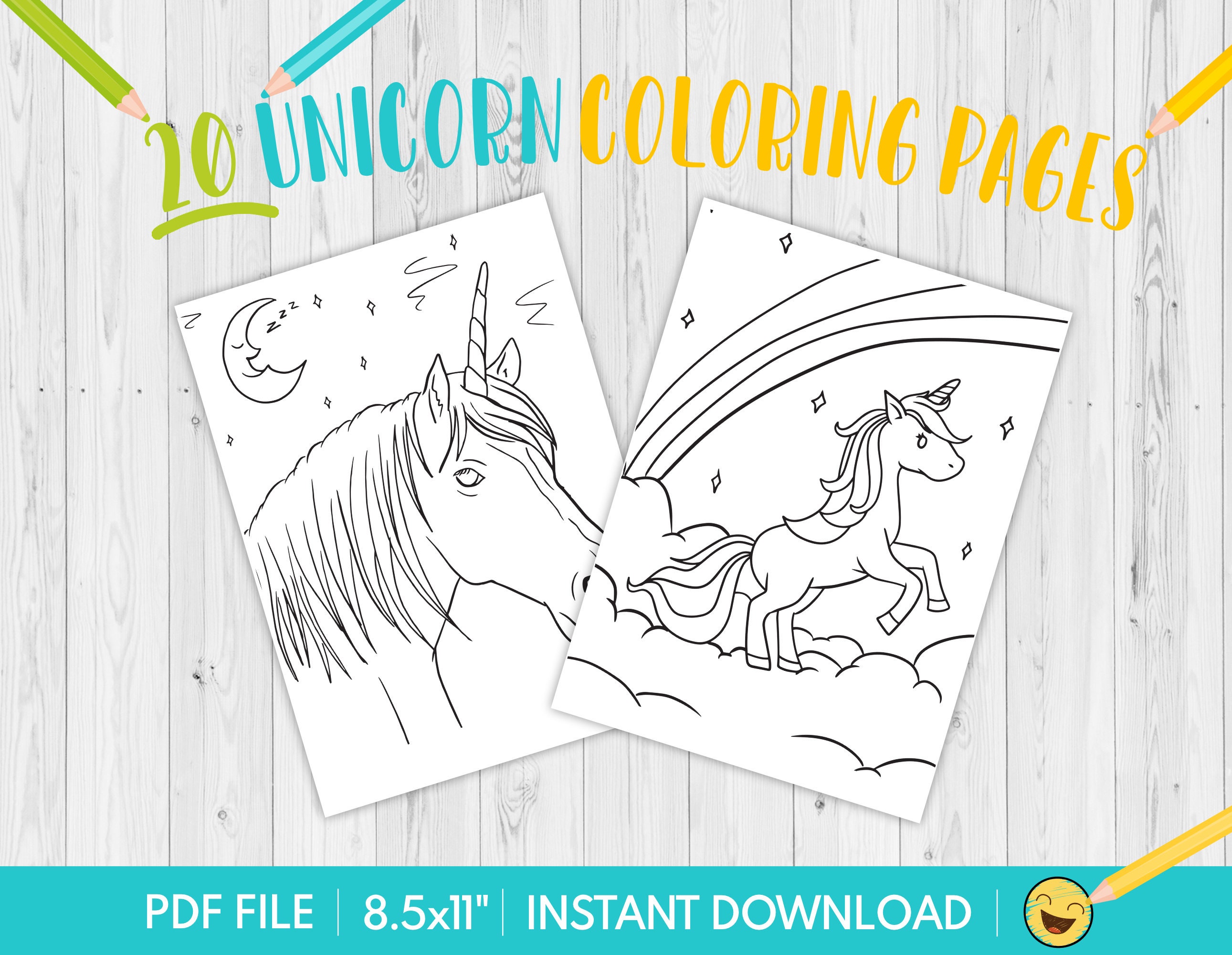 20 printable colouring unicorns for children etsy