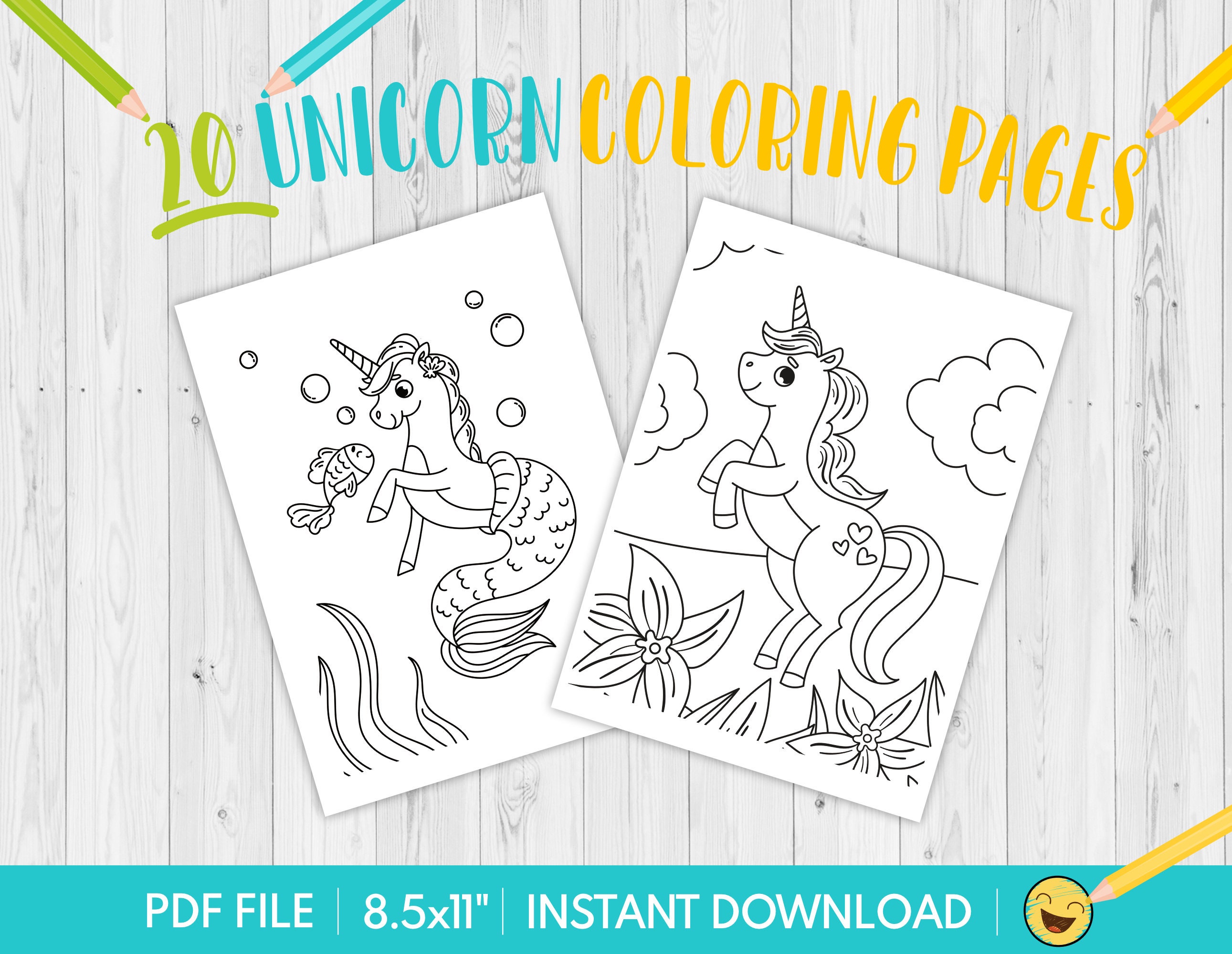 20 printable colouring unicorns for children etsy