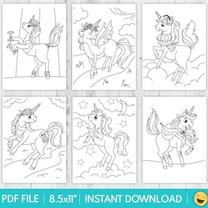20 printable colouring unicorns for children etsy