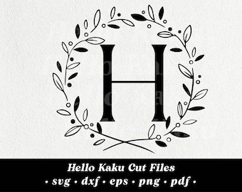 Lettera H- Laurel Wreath Svg, Laurel Letters Svg, Wreath Alphabet Svg, Cricut Wreath Svg, Monogram Alphabet, Initial Monogram Svg