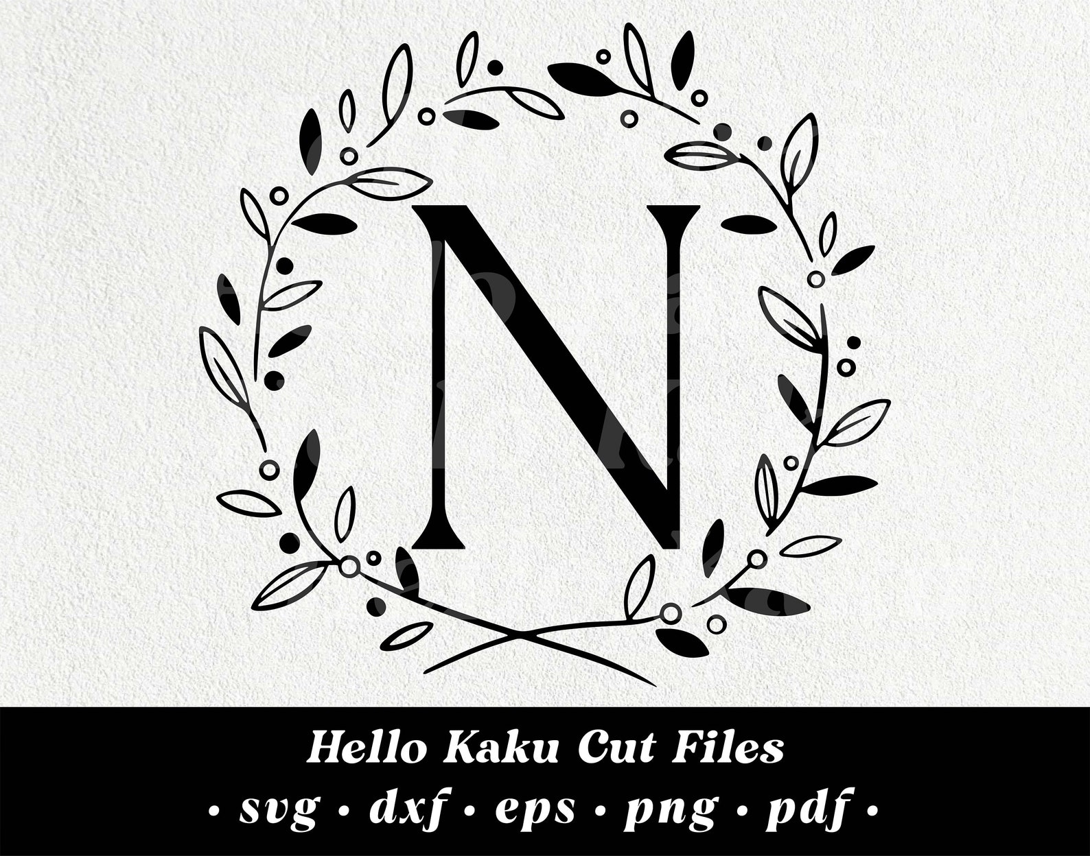 Letter N Initial Monogram SVG, Initial Monogram Wreath, Monogram Clipart, Monogram Clip Art