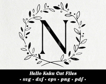 Lettera N- Monogramma iniziale SVG, Corona monogramma iniziale, Clipart monogramma, ClipArt monogramma, Alphabet SVG, Monogramma SVG con ghena