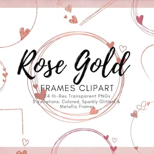 24 Rose Gold Rahmen Clipart, Rose Gold Rahmen Clipart, Rose Gold Quadrat Rahmen Clipart, Rose Gold PNG, Rose Gold Grenzen, Glitter Clipart