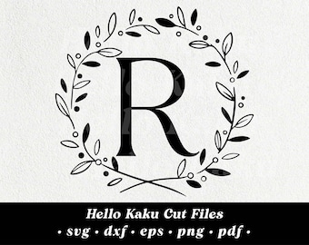Lettera R- Monogramma iniziale SVG, Corona monogramma iniziale, Clipart monogramma, ClipArt monogramma, Alphabet SVG, Monogramma SVG con ghena