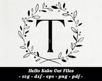 Lettera T- Monogramma iniziale SVG, Corona monogramma iniziale, Clipart monogramma, ClipArt monogramma, Alphabet SVG, Monogramma SVG con ghena