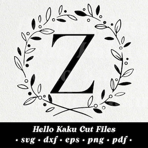 Letter Z- Initial Monogram SVG, Initial Monogram Wreath, Monogram Clipart, Monogram Clip Art, Alphabet SVG, Monogram SVG with Wreath