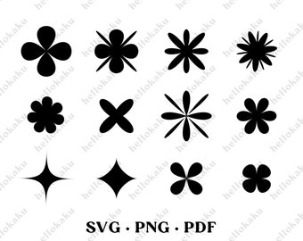 Stelle moderne svg, petali di fiori svg, motivo stelle, forme moderne, file cricut, forme Art Deco, forme astratte Boho. Download istantaneo.