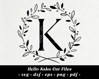 Lettera K- Monogramma iniziale SVG, Corona monogramma iniziale, Clipart monogramma, ClipArt monogramma, Alphabet SVG, Monogramma SVG con ghena