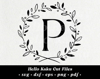 Lettera P- Monogramma iniziale SVG, Corona monogramma iniziale, Clipart monogramma, ClipArt monogramma, Alphabet SVG, Monogramma SVG con ghena