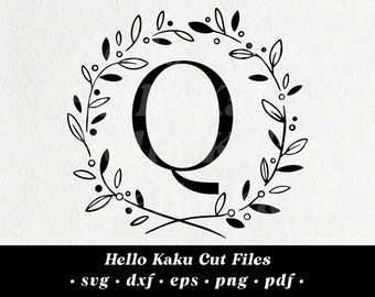 Lettera Q- Monogramma iniziale SVG, Corona monogramma iniziale, Clipart monogramma, ClipArt monogramma, Alphabet SVG, Monogramma SVG con ghena