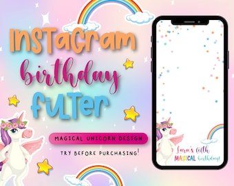 Unicorno guida per compleanno, guida per compleanno unicorno, filtro Instagram compleanno, festa di compleanno unicorno, festa unicorno, festa per bambini, digitale