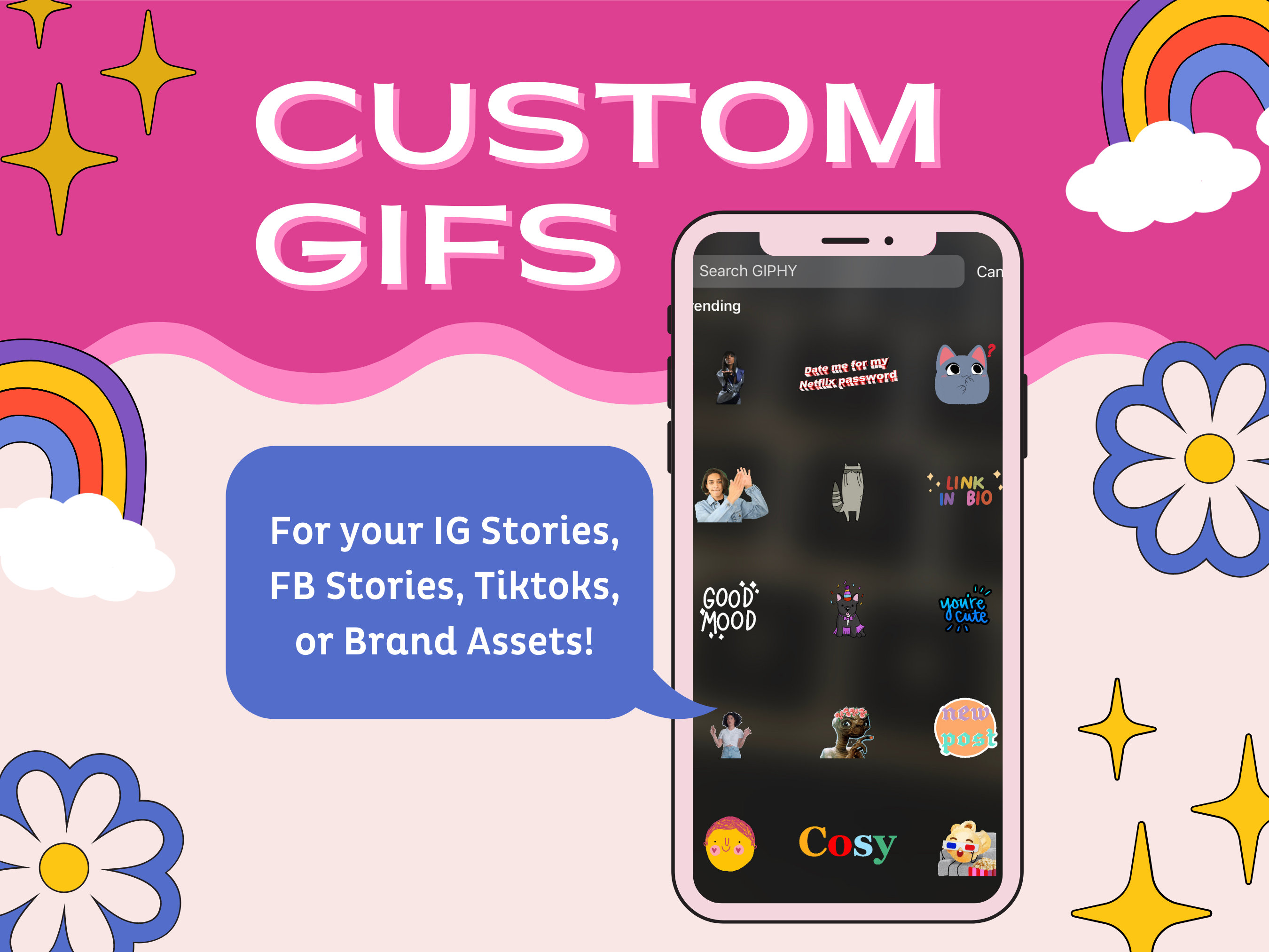 Custom Gifs Stickers for Instagram Stories Custom GIPHY Etsy