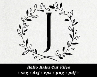 Lettera J- Monogramma iniziale SVG, Corona monogramma iniziale, Clipart monogramma, ClipArt monogramma, Alphabet SVG, Monogramma SVG con ghena