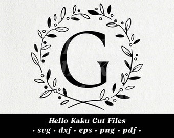 Lettera G- Laurel Wreath Svg, Laurel Letters Svg, Wreath Alphabet Svg, Cricut Wreath Svg, Monogram Alphabet, Initial Monogram Svg
