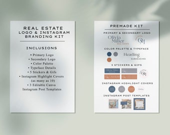 Real Estate Logo Design and Branding, Real Estate Marketing, Instagram Marketing Kit, Branding Kit Logo, Custom Branding, Complete Package