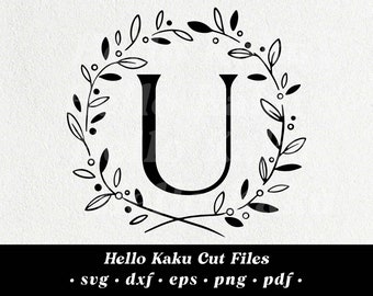 Lettera U- Monogramma iniziale SVG, Corona monogramma iniziale, Clipart monogramma, ClipArt monogramma, Alphabet SVG, Monogramma SVG con ghena