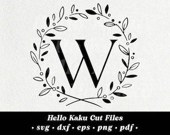 Lettera W- Monogramma iniziale SVG, Corona monogramma iniziale, Clipart monogramma, ClipArt monogramma, Alphabet SVG, Monogramma SVG con ghena