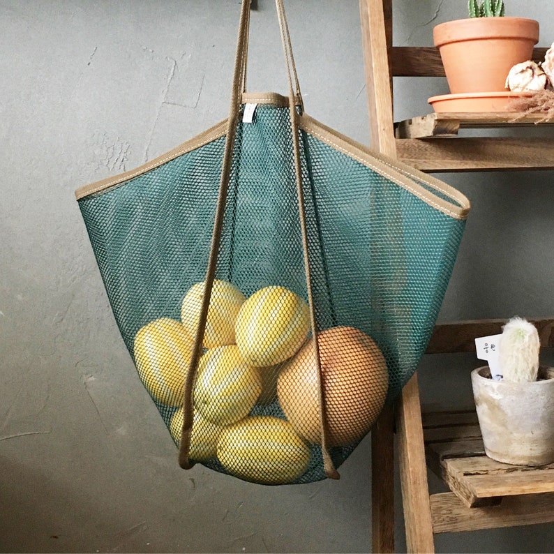 Farmers Market Bag, Zero Waste, reusable tote mesh bag, keep fresh vegitable, made in korea image 4