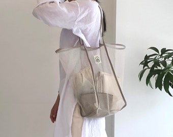 Big Market Bag, Zero Waste, Reusable shoulder mesh bag, Beach bag, made in korea