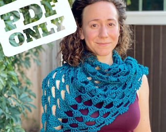 Crochet Shawl Pattern - The Angel Grove Shawl - Easy Crochet Pattern - PDF ONLY