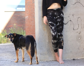 Leggings BALE black+white, Batikleggings, Baumwollleggings, Tie-Dye