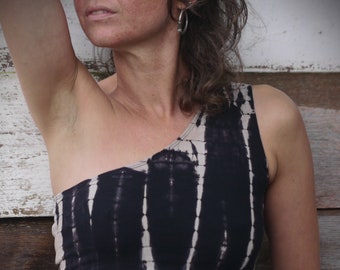 Top HUSH zebra, crop top, half shoulder top, batik, tie-dye