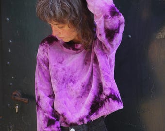 Sweater SABA purple, batik, tie-dye, crop top