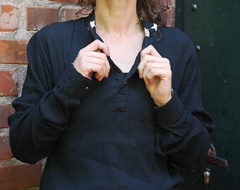 KUSHI shirt, blouse with stand-up collar