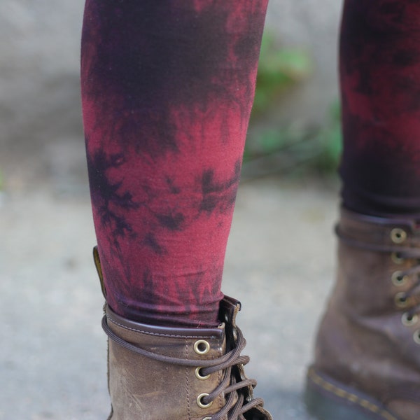 Leggings BALE maroon, cotton leggings, batik, tie-dye