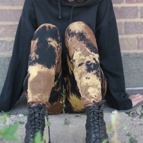 Leggings BALE mustard, Baumwollleggings, Batikleggings, Tie-Dye