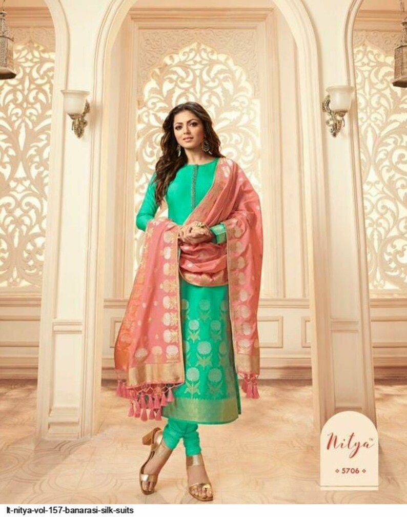 Pure Banarasi Silk Salwar Suit Salwar Kameez With Rich Dupatta Etsy