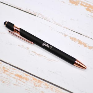 Stylo personnalisé noir et rose gold mariage cadeau femme entreprise