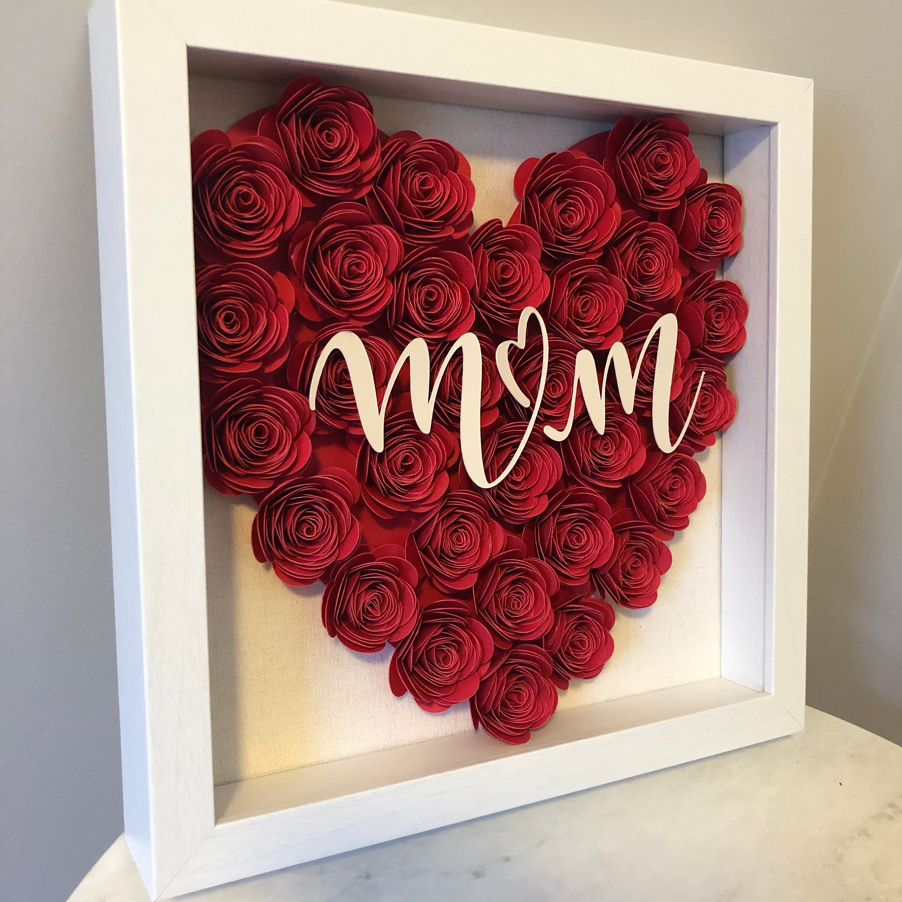 Customizable Shadow Box Paper Heart Flower Wedding Anniversary | Etsy