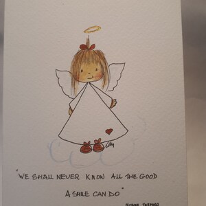 Een kaart van Belinda: "We will never know..." Handgetekende pen en inkt, handgeschilderde aquarel GRATIS VERZENDING