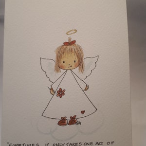 Una tarjeta de Belinda: "A veces hace falta..." Dibujo a mano con pluma y tinta Acuarela pintada a mano ENVÍO GRATIS