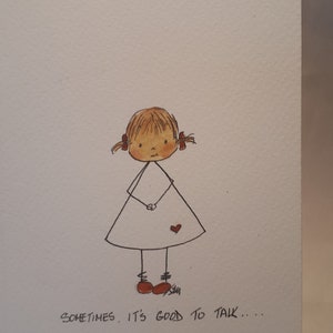 "Eine Millie Karte ""It's good to chat"" handgemalt mit Pen und Tusche, Aquarell." KOSTENLOSES PORTO