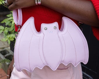 GOTHX Pastel Pink Goth Bat Vegan Shoulder Bag - soft grunge - pastelcore - witchy gift
