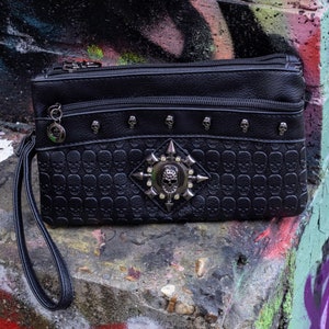 GOTHX Black Vegan Skull and Star Clutch bag - goth gift - witchy - dark grunge