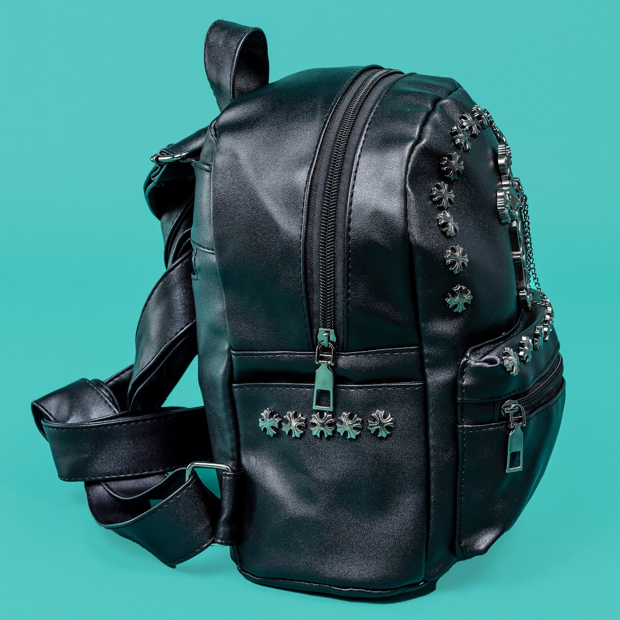 GOTHX Black Vegan Cross Mini Stud Backpack - Witchy Gift