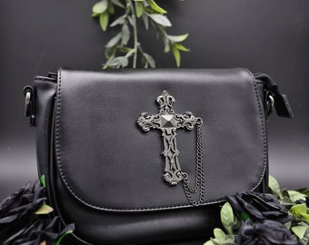 GOTHX Celtic Cross Vegan Black Shoulder Bag - goth gift - dark grunge - witchy