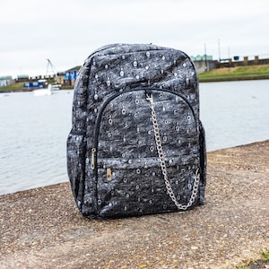 Rustic Silver Spider Backpack with Chain Detail - dark grunge - gothic style - vegan friendly